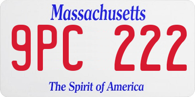 MA license plate 9PC222