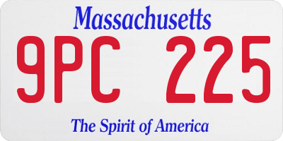 MA license plate 9PC225