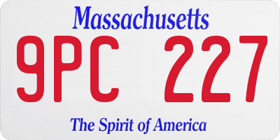 MA license plate 9PC227
