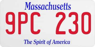 MA license plate 9PC230