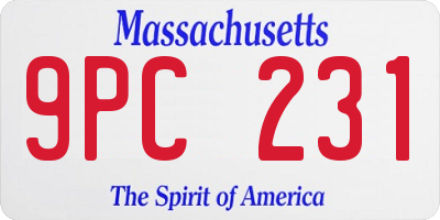 MA license plate 9PC231