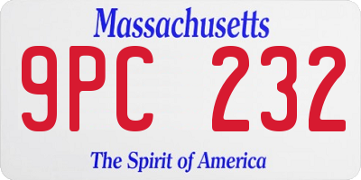 MA license plate 9PC232