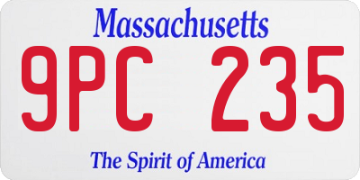 MA license plate 9PC235