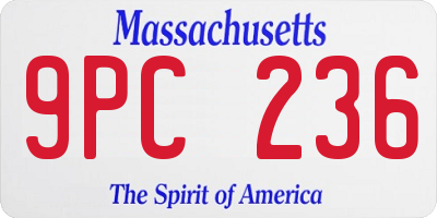 MA license plate 9PC236
