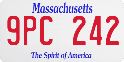 MA license plate 9PC242