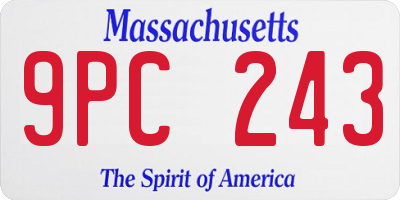 MA license plate 9PC243