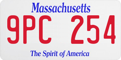 MA license plate 9PC254