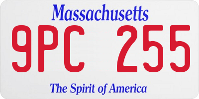 MA license plate 9PC255