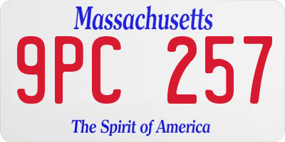 MA license plate 9PC257