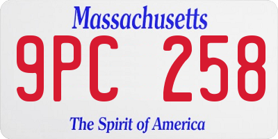 MA license plate 9PC258