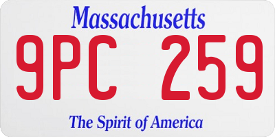 MA license plate 9PC259