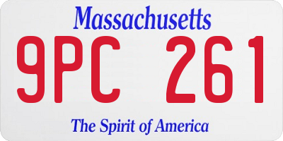 MA license plate 9PC261