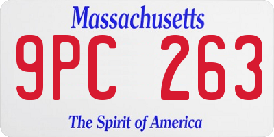 MA license plate 9PC263
