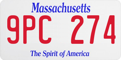 MA license plate 9PC274