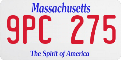 MA license plate 9PC275