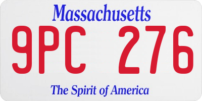 MA license plate 9PC276