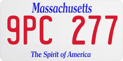 MA license plate 9PC277