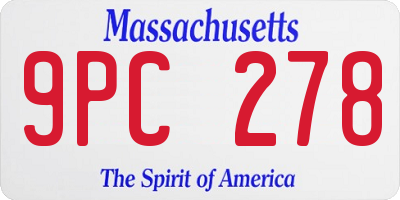 MA license plate 9PC278