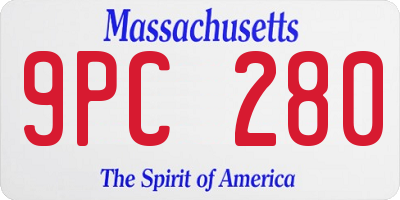 MA license plate 9PC280