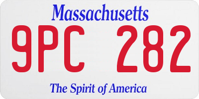 MA license plate 9PC282