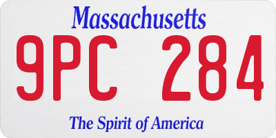 MA license plate 9PC284