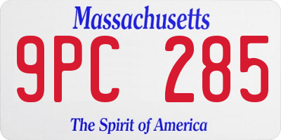 MA license plate 9PC285