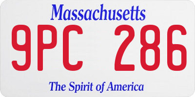 MA license plate 9PC286