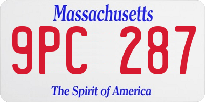 MA license plate 9PC287