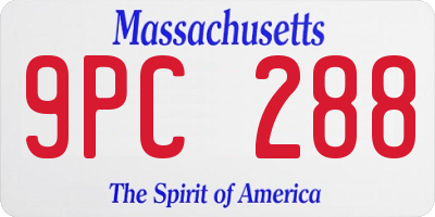 MA license plate 9PC288