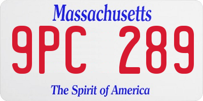 MA license plate 9PC289