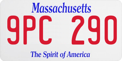MA license plate 9PC290