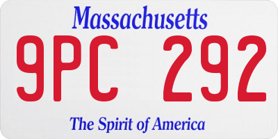 MA license plate 9PC292