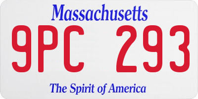 MA license plate 9PC293