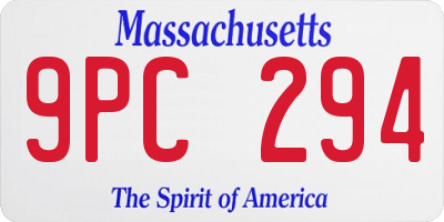 MA license plate 9PC294