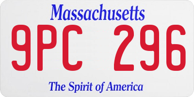MA license plate 9PC296