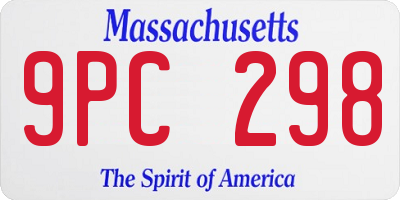 MA license plate 9PC298