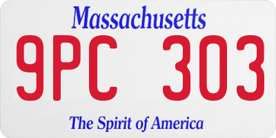 MA license plate 9PC303