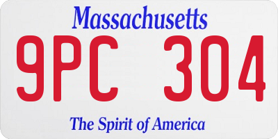 MA license plate 9PC304