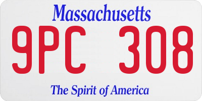 MA license plate 9PC308
