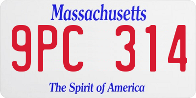 MA license plate 9PC314