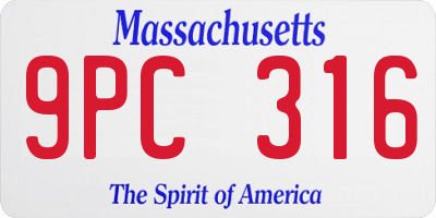 MA license plate 9PC316