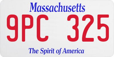 MA license plate 9PC325