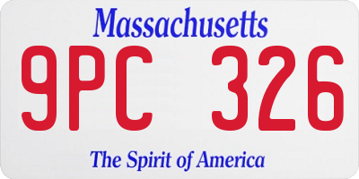 MA license plate 9PC326
