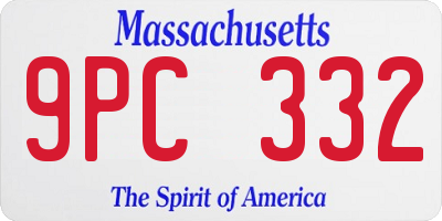 MA license plate 9PC332