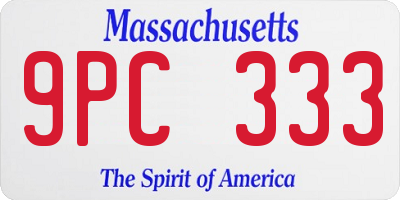 MA license plate 9PC333