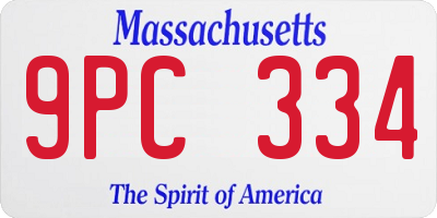 MA license plate 9PC334