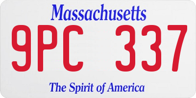 MA license plate 9PC337