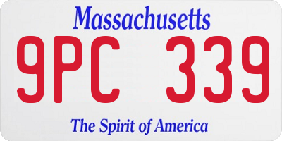 MA license plate 9PC339