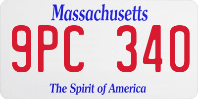 MA license plate 9PC340