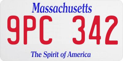 MA license plate 9PC342